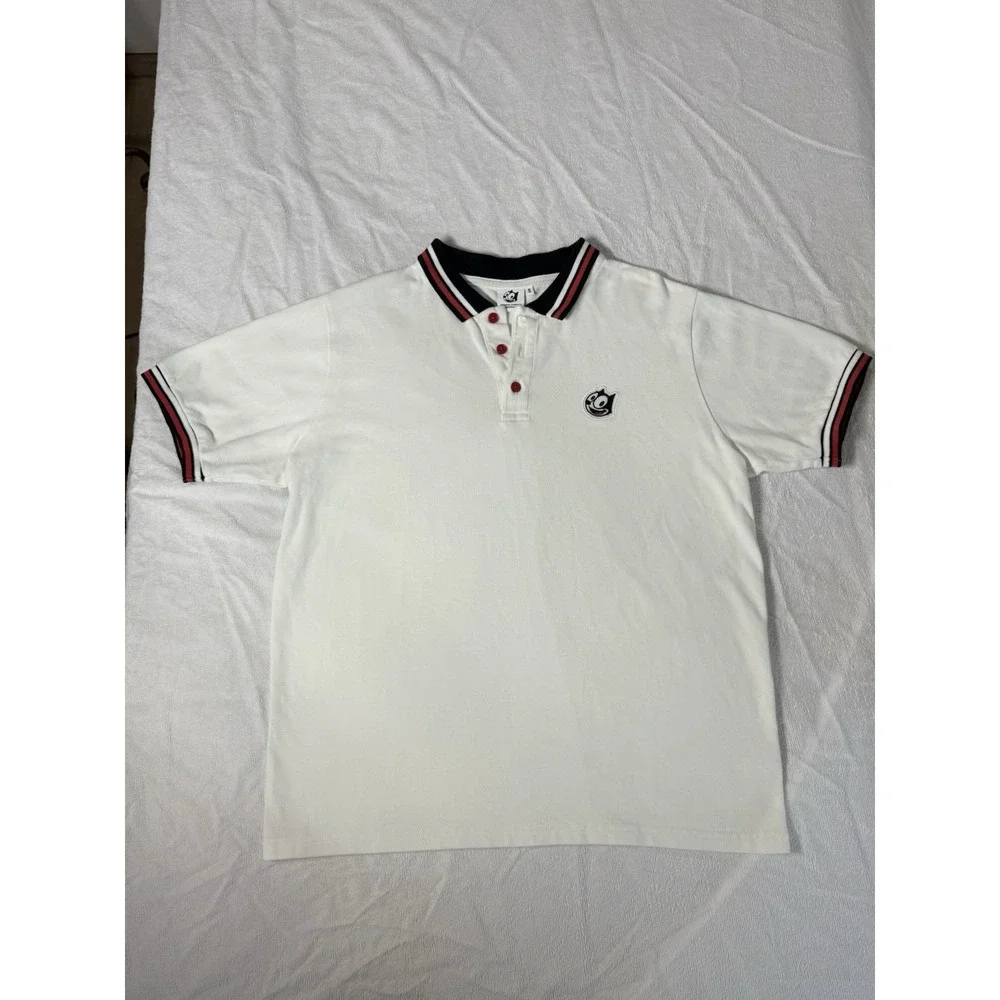 Universal Studios FELIX THE CAT White Polo Shirt Size Small Preppy Tennis Golf‎